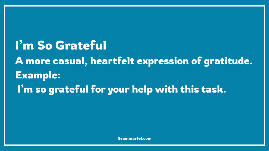I’m So Grateful

A more casual, heartfelt expression of gratitude.