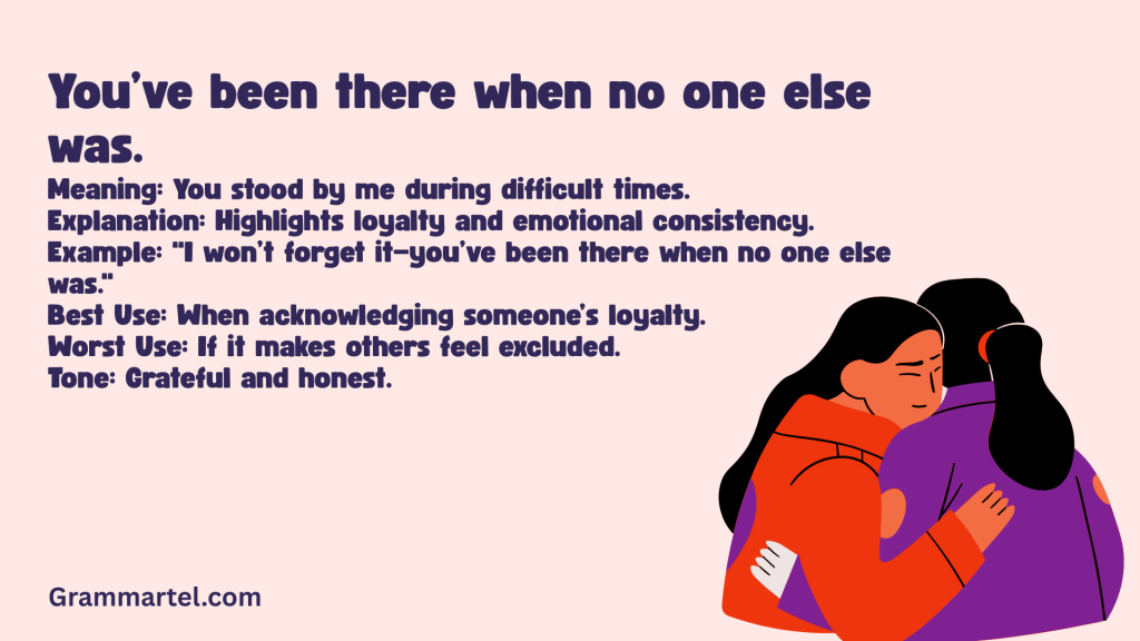 You’ve been there when no one else was.