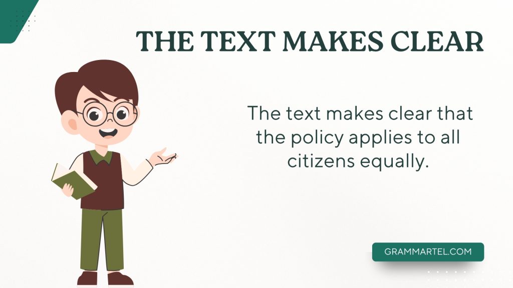 The text makes clear