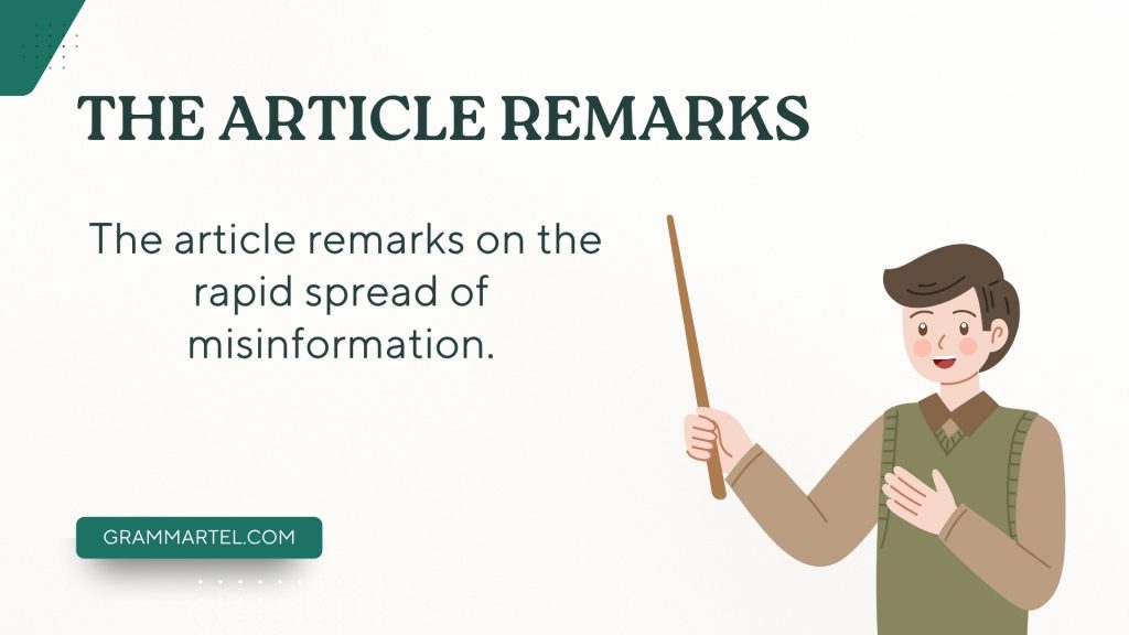 The article remarks
